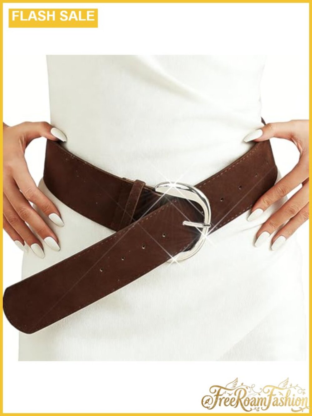 BODIY Vintage Suede Wide Western Belt Chunky Waist Belt Adjustable